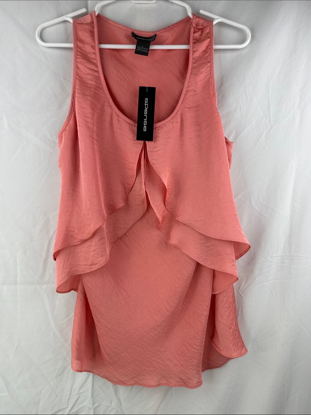 Spense Coral Ruffle Scalloped Layered Flowy Women’s Size Large Tank Top NWT
